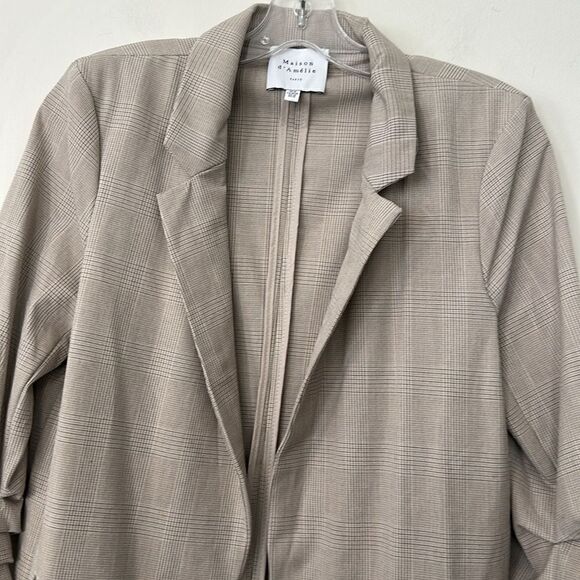 Maison d'Amélie PARIS Plaid Revolve Open Front Blazer M - Picture 2 of 8